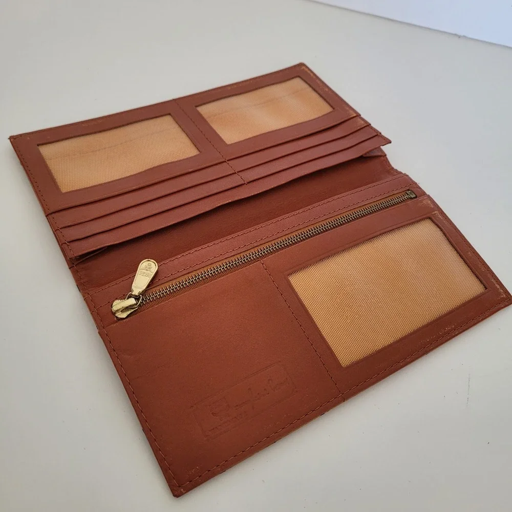 MCM Visetos Monogram Cognac Leather Long Bifold Wallet Michael Cromer Handmade